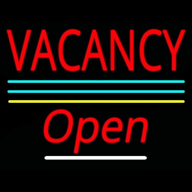 Vacancy Script2 Open Yellow Line Neon Sign