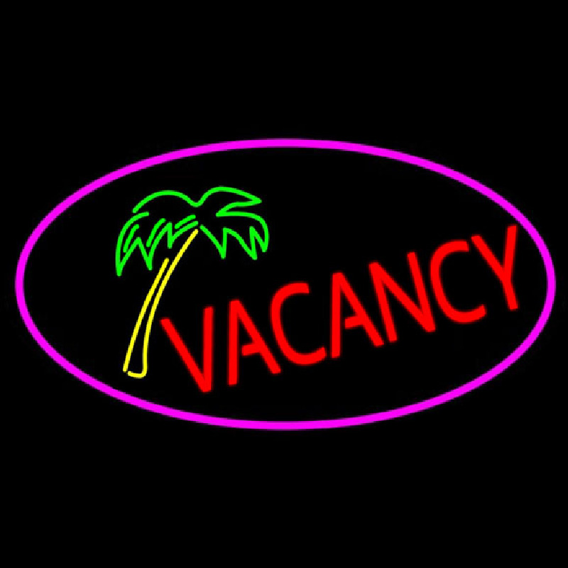 Vacancy Tree With Pink Border Neon Sign