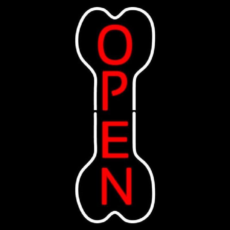 Vertical Bone Logo Open Neon Sign