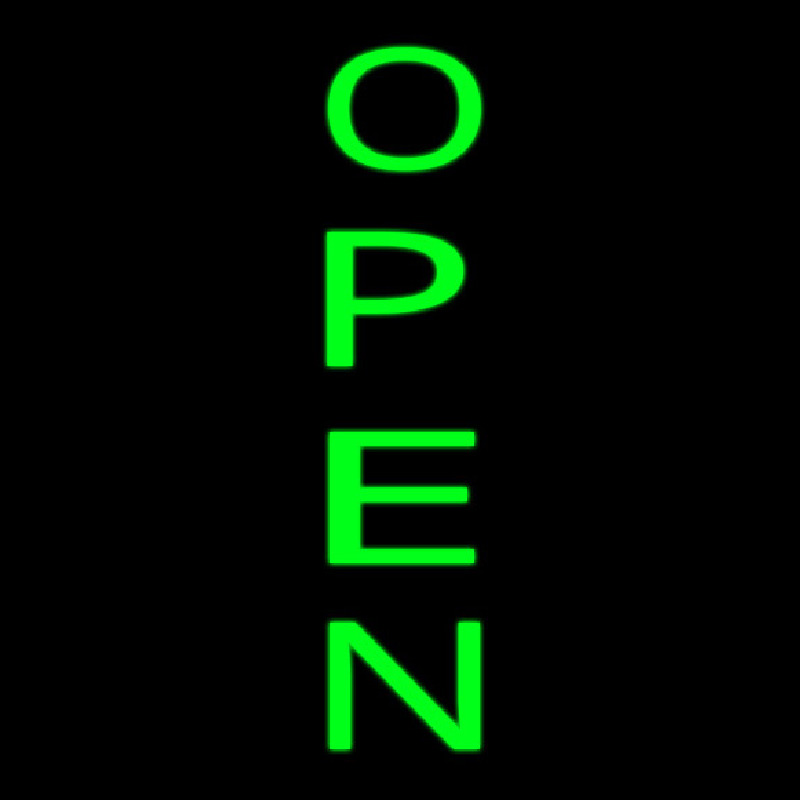 Vertical Green Open Neon Sign