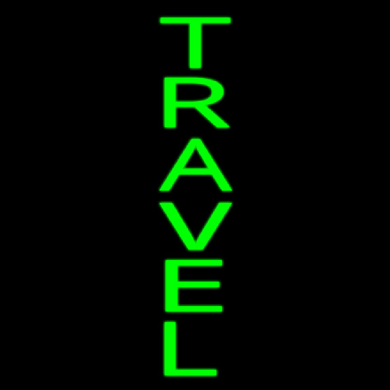 Vertical Green Travel Neon Sign