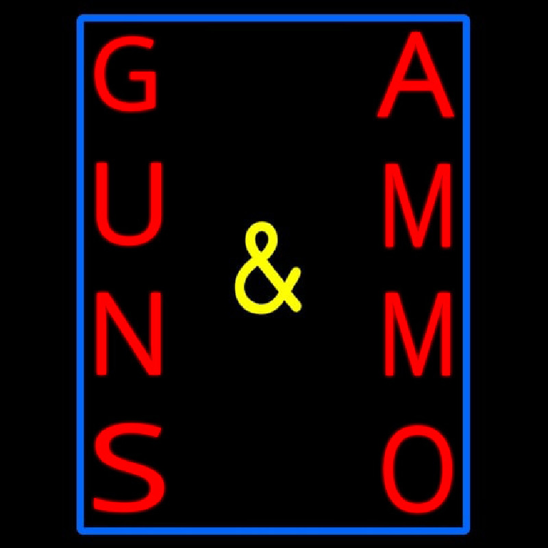 Vertical Guns And Ammo Neon Sign