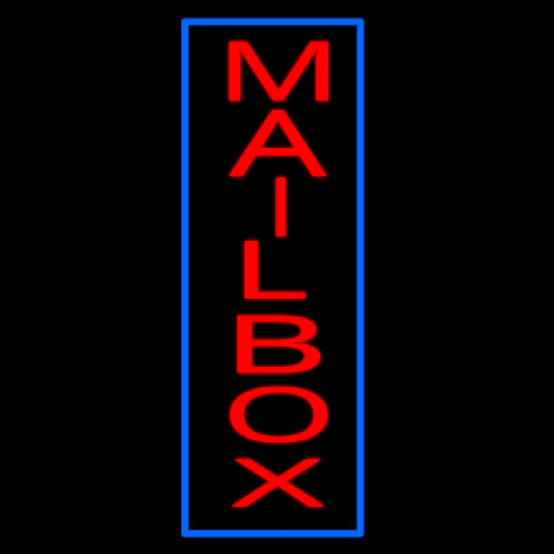 Vertical Mailbo  Blue Border Neon Sign