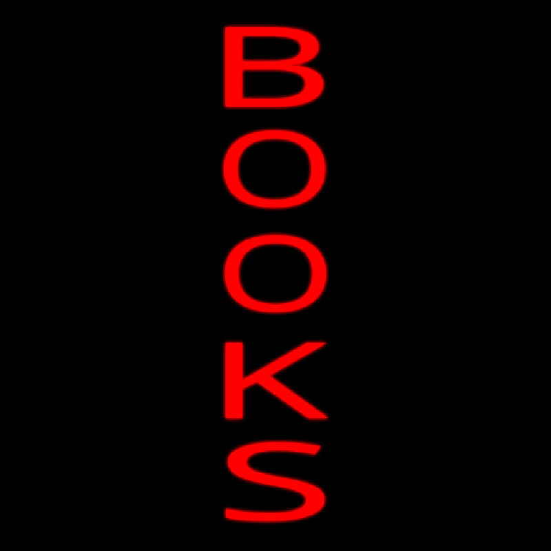 Vertical Red Books Neon Sign