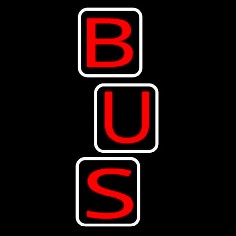 Vertical Red Bus Neon Sign