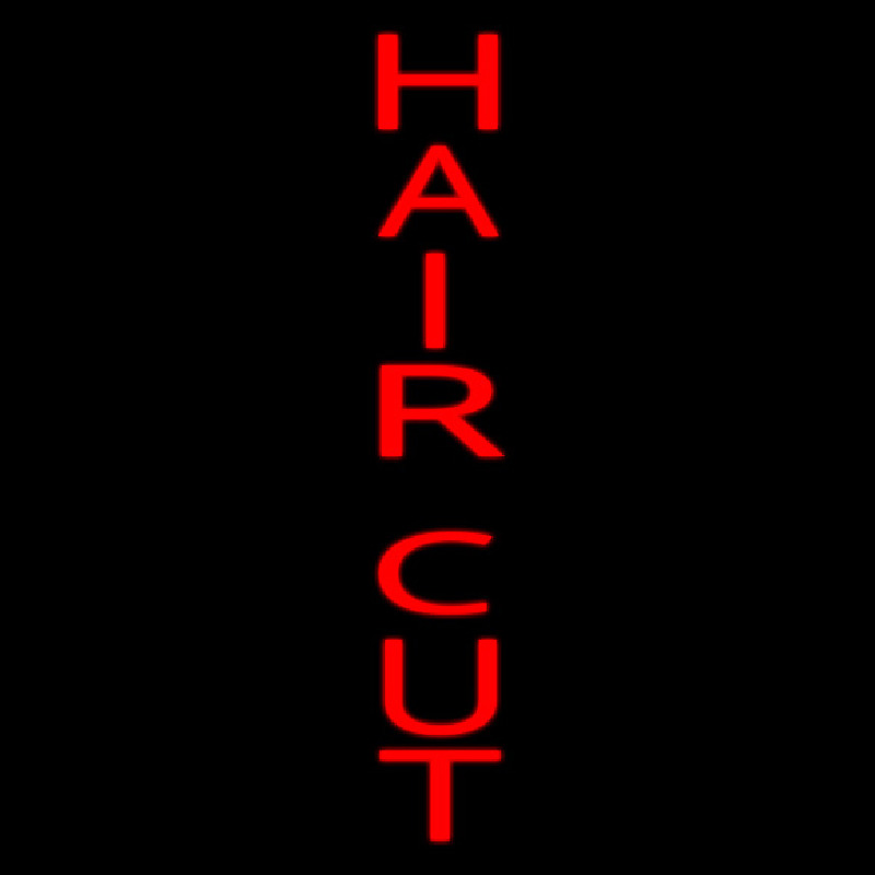 Vertical Red Hair Cut Neon Sign