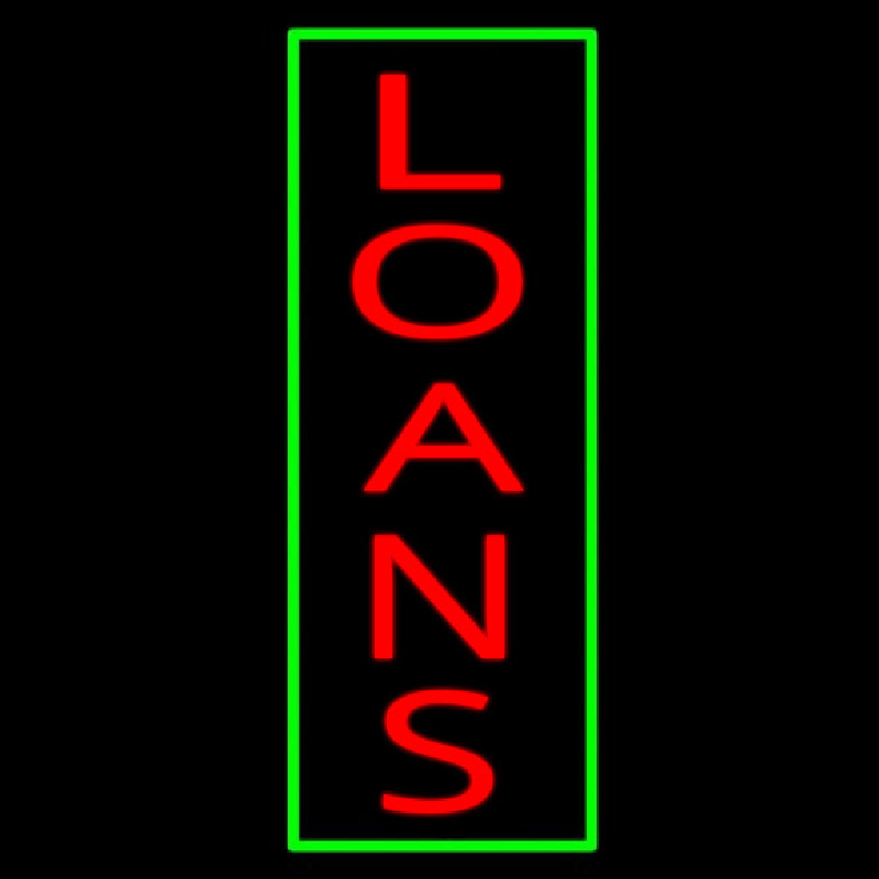 Vertical Red Loans Green Border Neon Sign