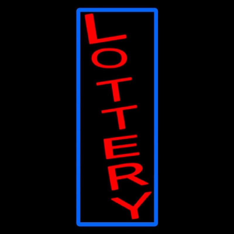 Vertical Red Lottery Blue Border Neon Sign