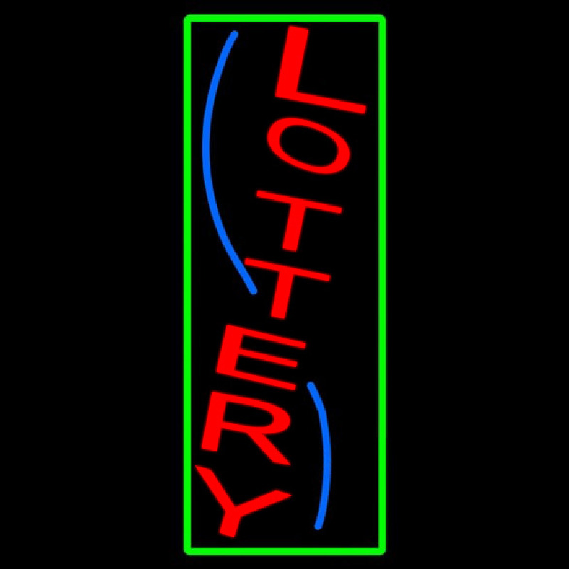Vertical Red Lottery Blue Border Neon Sign