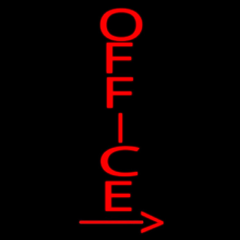 Vertical Red Office With Arrow Neon Sign