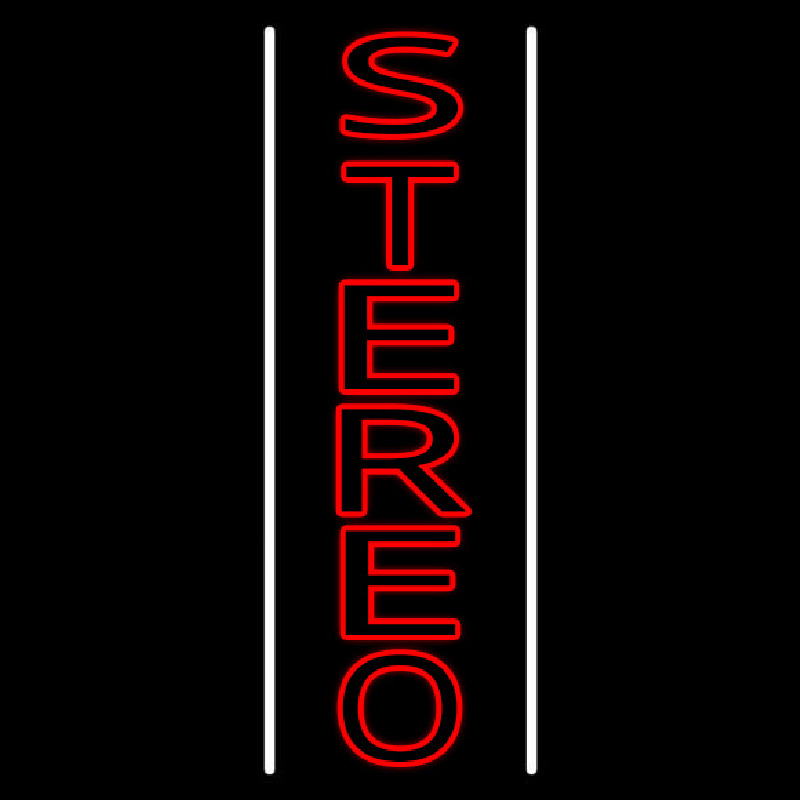 Vertical Red Stereo Block White Line Neon Sign