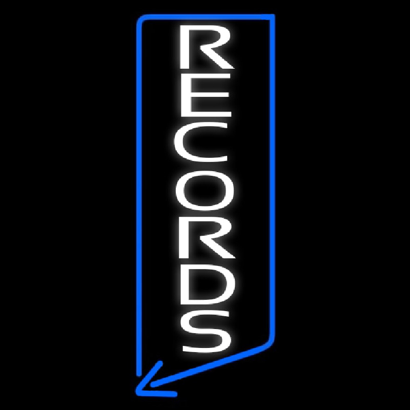 Vertical White Records Neon Sign