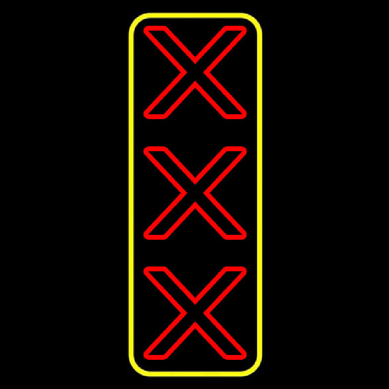 Vertical X   With Yellow Border Neon Sign