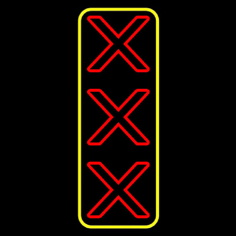 Vertical X   With Yellow Border Neon Sign