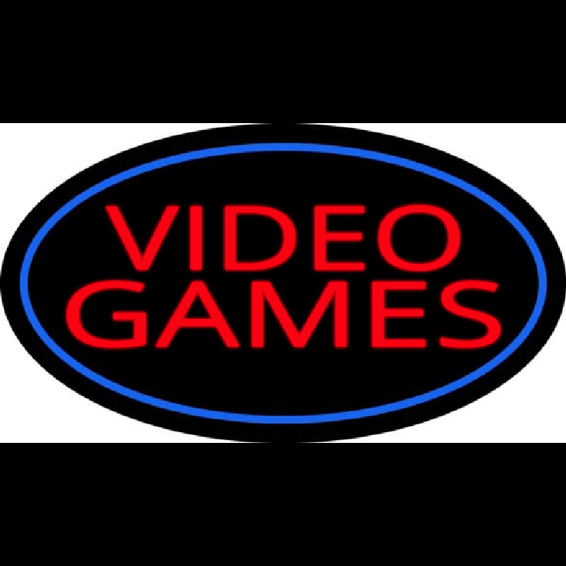 Video Games Oval Blue Neon Sign