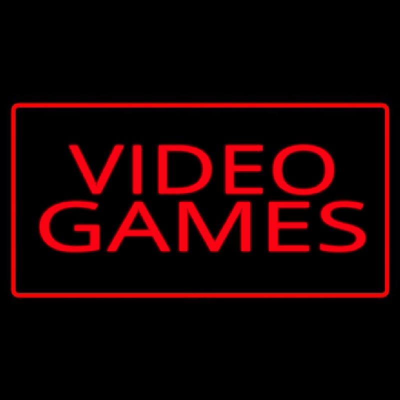 Video Games Rectangle Red Neon Sign
