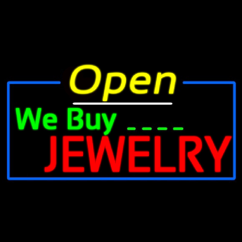 We Buy Jewelry Open Neon Sign