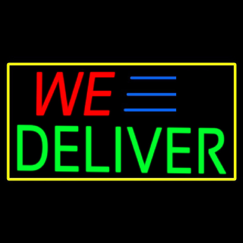 We Deliver Yellow Rectangle Neon Sign