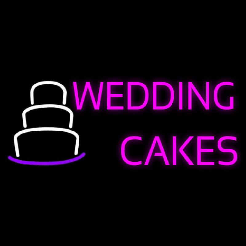 Wedding Cakes In Pink Neon Sign