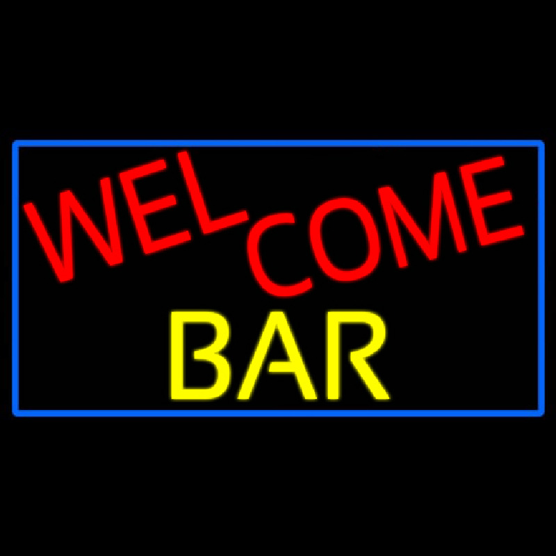 Welcome Bar With Blue Border Neon Sign