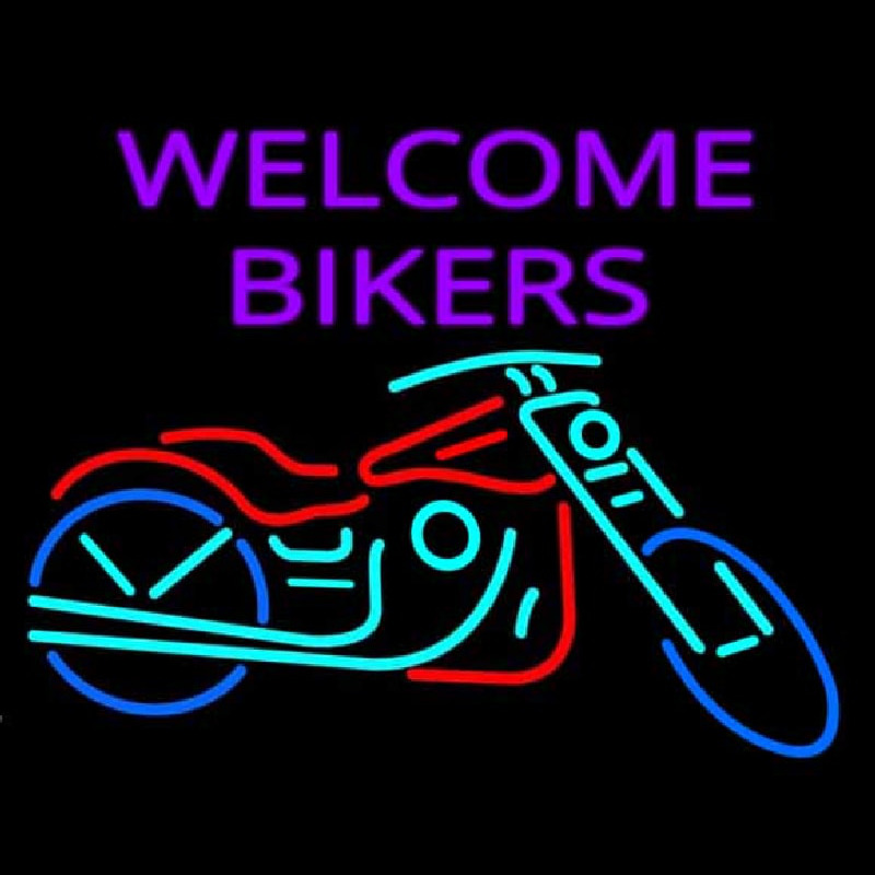 Welcome Bikers With Bike Neon Sign