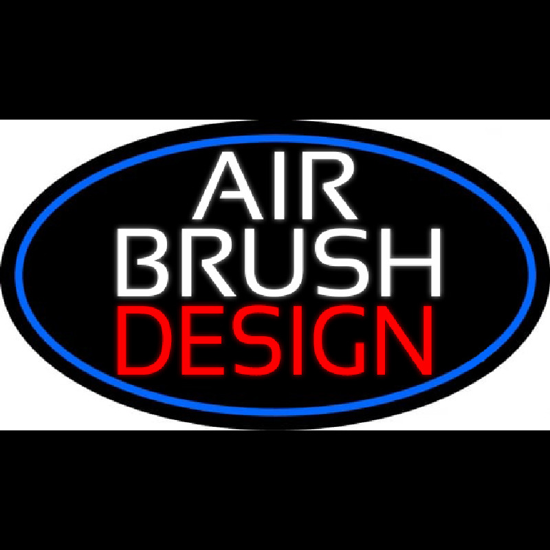 White Air Brush Design With Blue Border Neon Sign