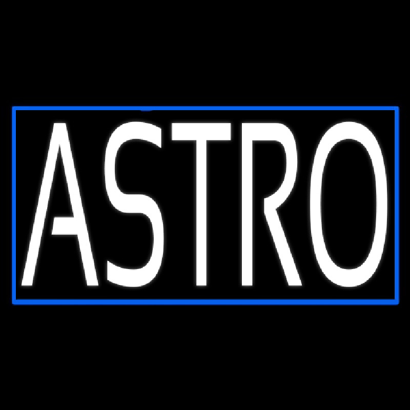 White Astro Blue Border Neon Sign