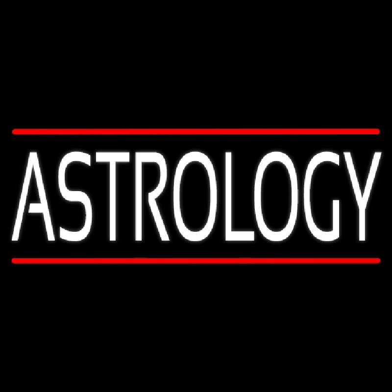 White Astrology Block Red Line Neon Sign