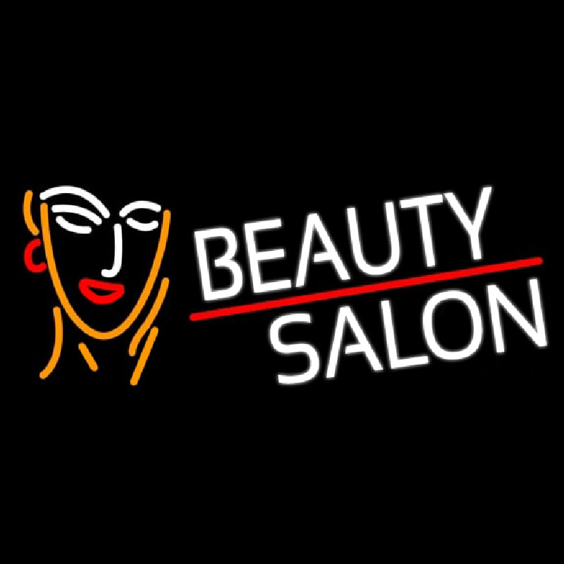 White Beauty Salon With Girl Neon Sign
