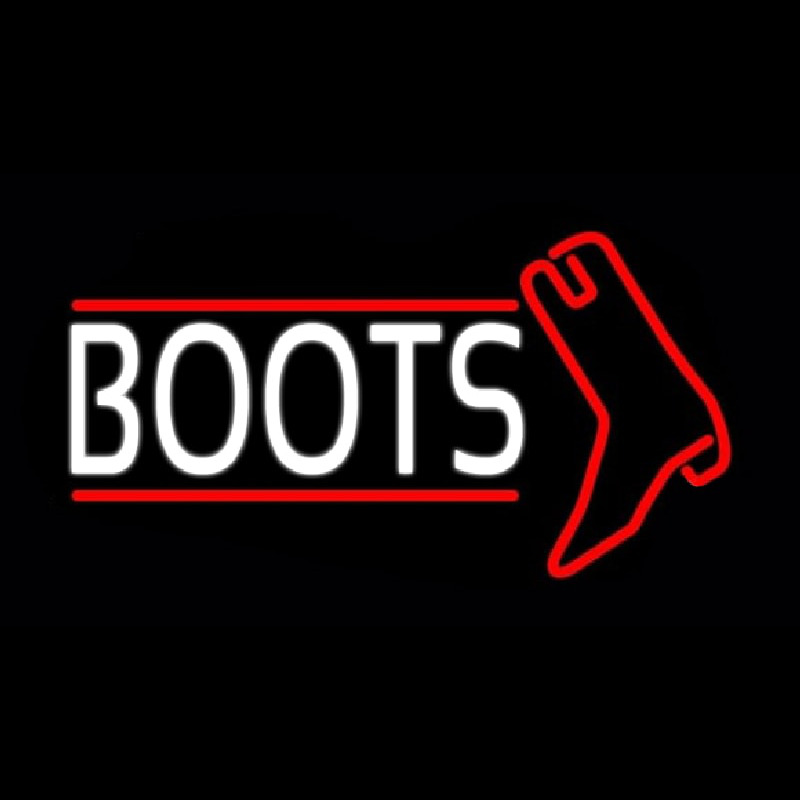 White Boots With Logo Neon Sign