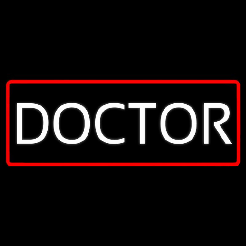 White Doctor Red Border Neon Sign