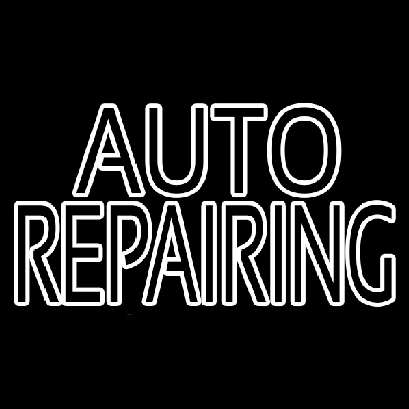 White Double Stroke Auto Repair Neon Sign