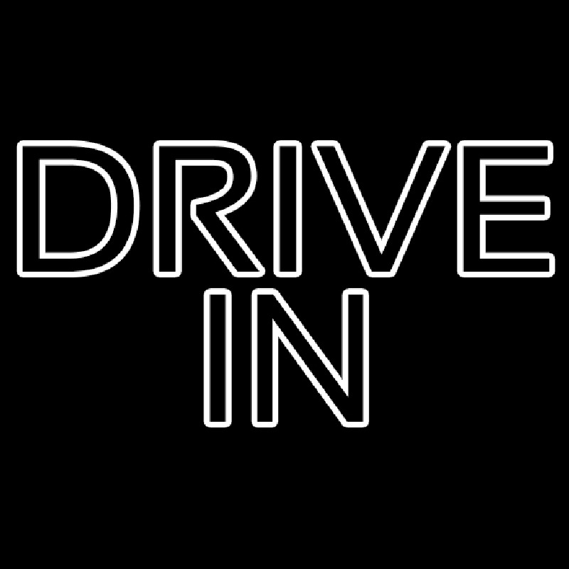 White Double Stroke Drive In Neon Sign