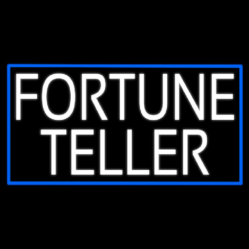 White Fortune Teller With Blue Border Neon Sign