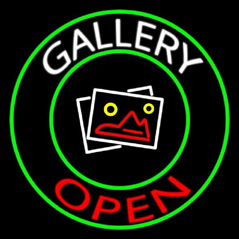 White Gallery Red Open Neon Sign