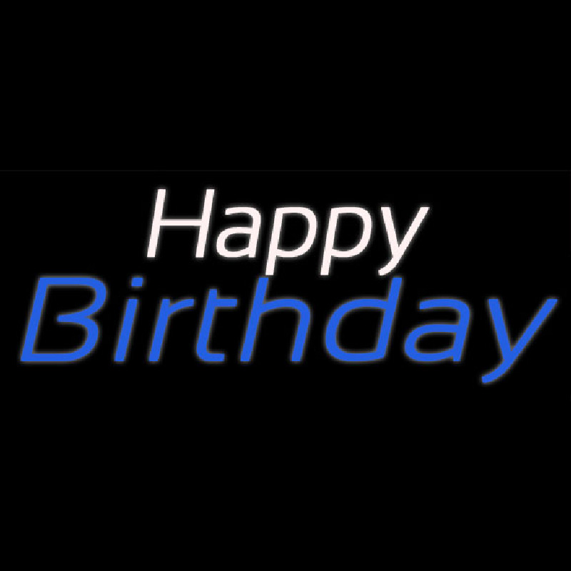 White Happy Blue Birthday Neon Sign