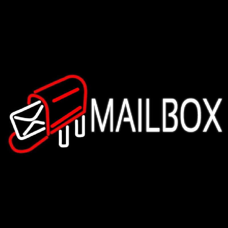 White Mailbo  Red Logo Neon Sign