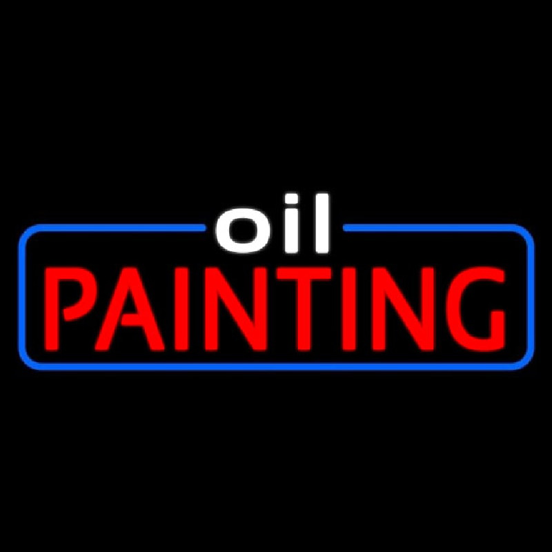 White Oil Red Painting With Border 1 Neon Sign