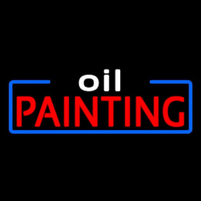 White Oil Red Painting With Border Neon Sign