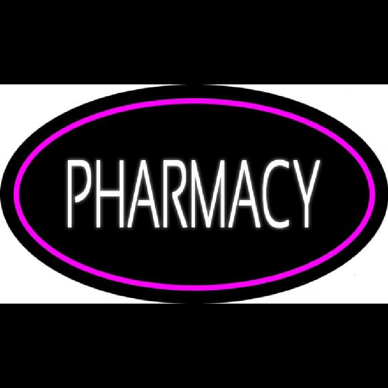 White Pharmacy Pink Oval Border Neon Sign