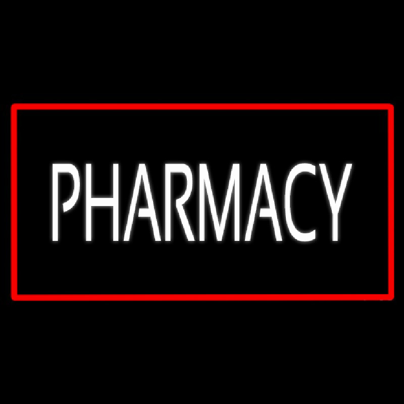 White Pharmacy Red Border Neon Sign