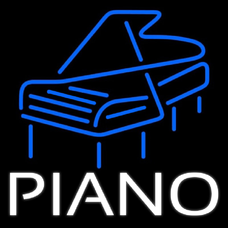 White Piano Blue Logo 4 Neon Sign