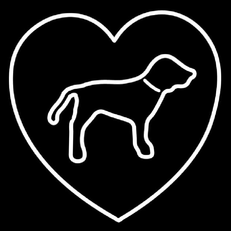 White Puppy Boys Heart Neon Sign