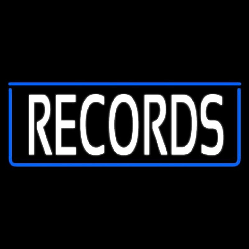 White Records With Blue Arrow 1 Neon Sign