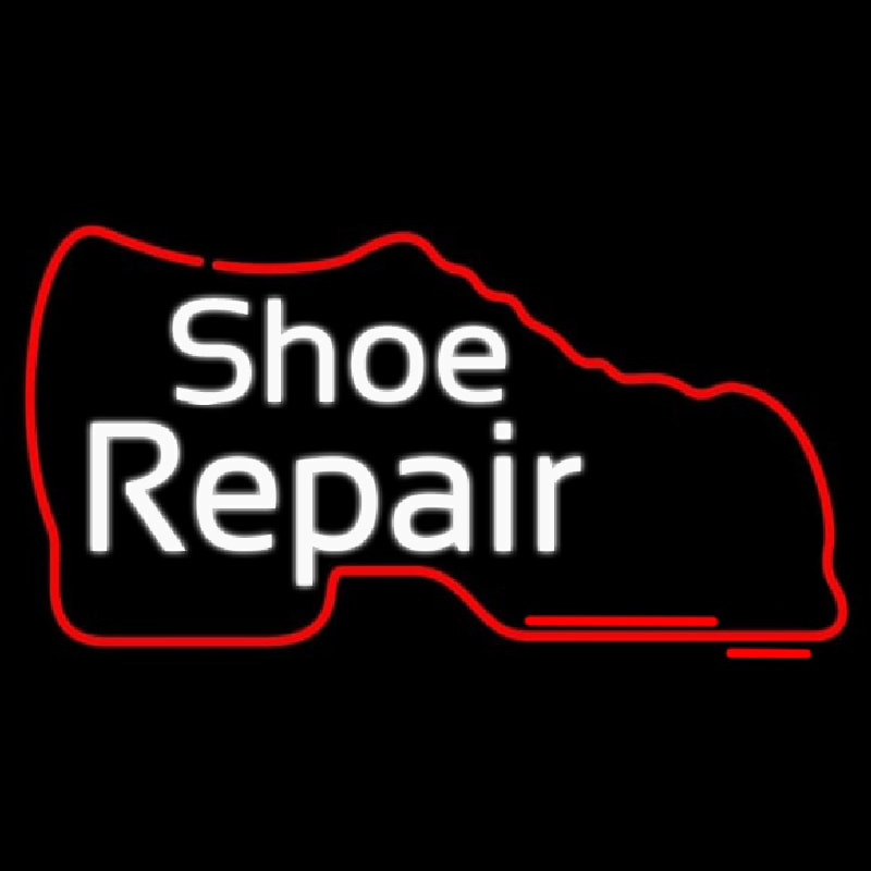 White Shoe Repair With Shoe Neon Sign