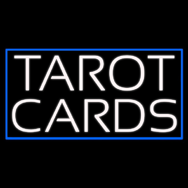 White Tarot Cards Blue Border Neon Sign