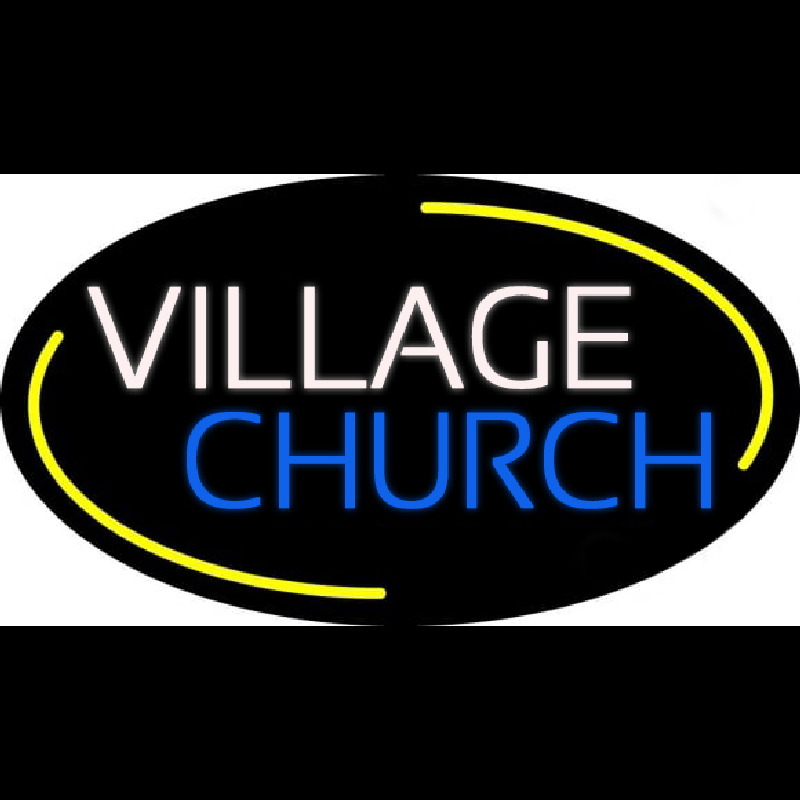White Village Blue Church Neon Sign