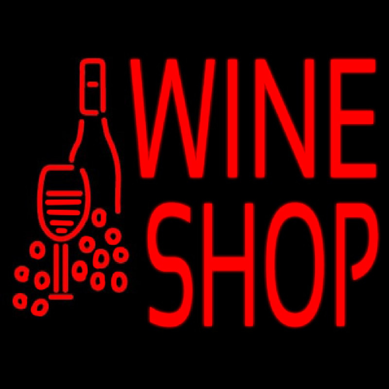 Wine Shop With Bottle And Glass Neon Sign