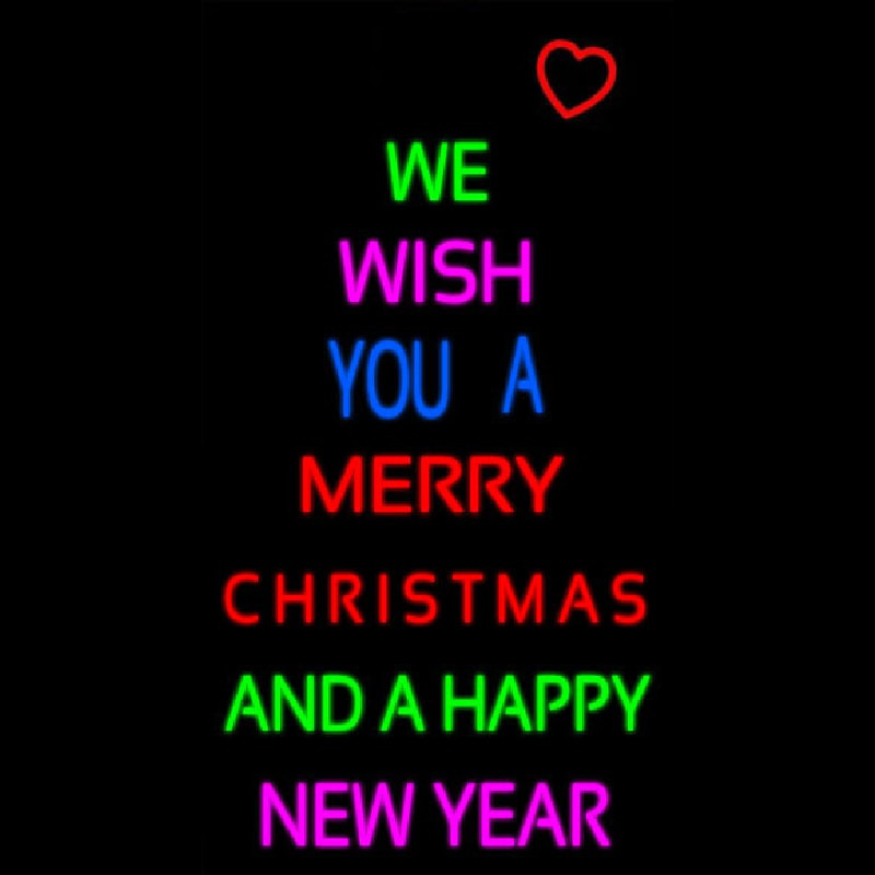 Wishing Merry Christmas Happy New Year Neon Sign