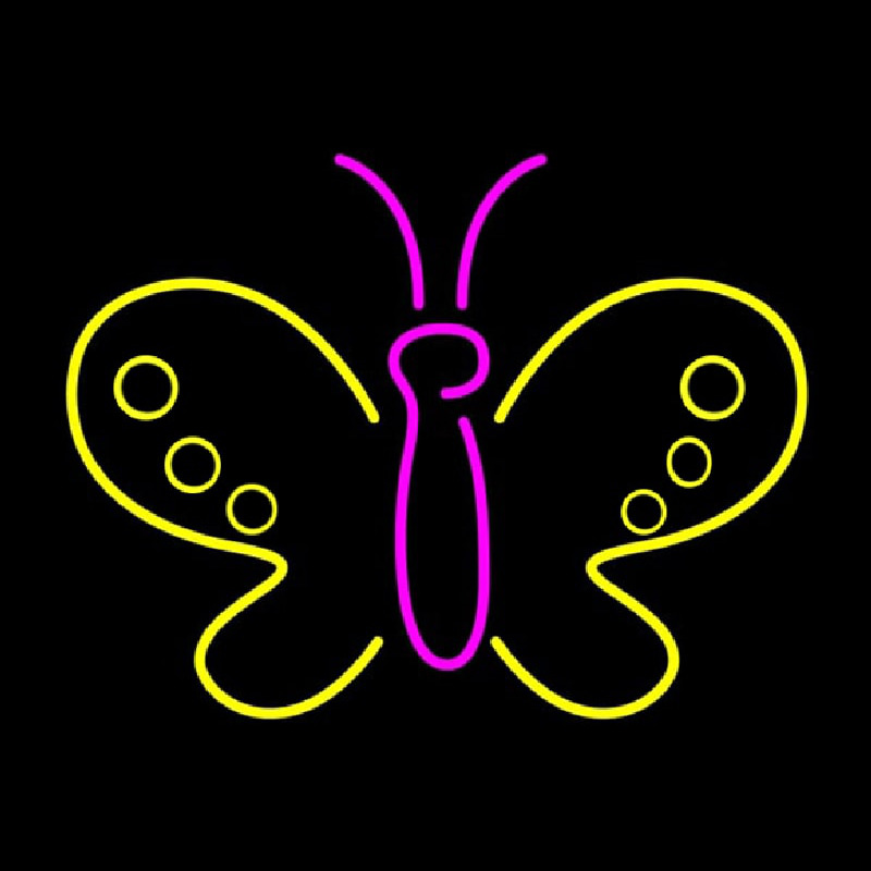 Yellow And White Butterfly Neon Sign